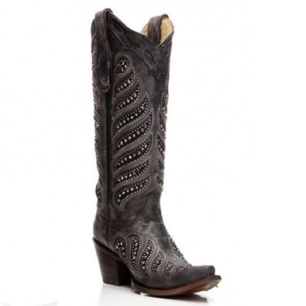 Corral Ladies Black Leather Cowboy Boots 8.5